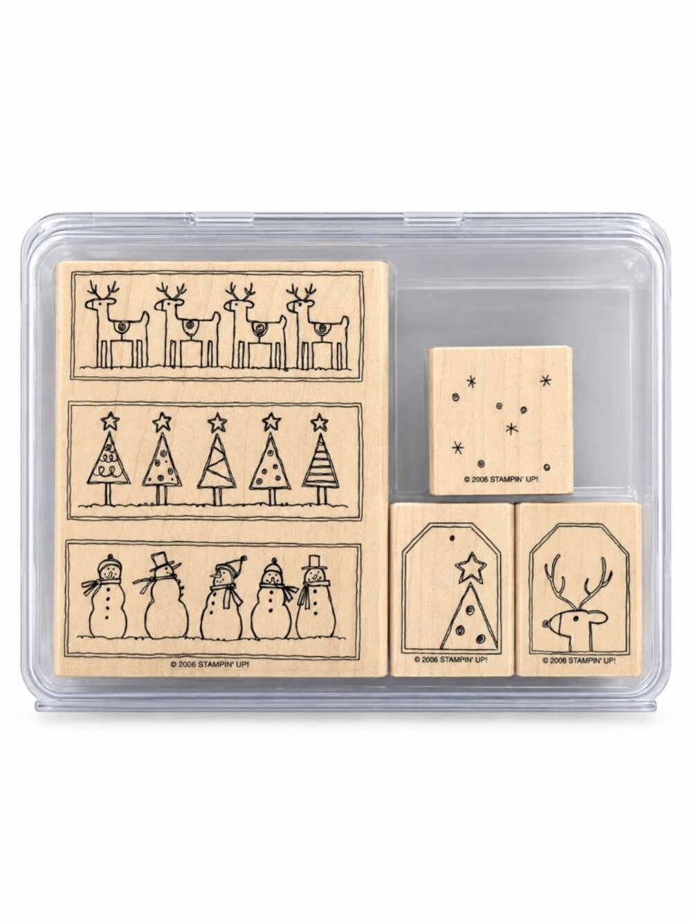 Stampin Up Festive Favorites 2006 Christmas Wood Rubber Stamp Set Retired